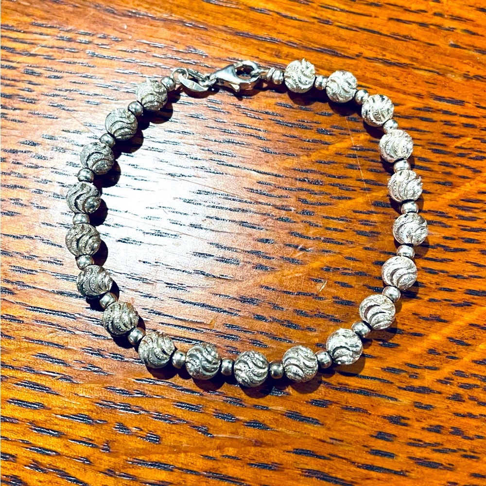 Sterling Silver Diamond Cut Bead Bracelet